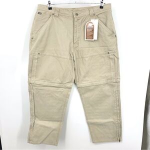 Sorel Men Size 42 x 30 Pants Beige Cotton Canvas Convertible Work Zip Off Shorts